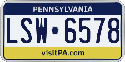 PA license plate LSW6578