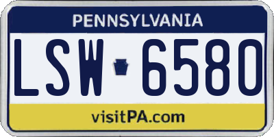 PA license plate LSW6580