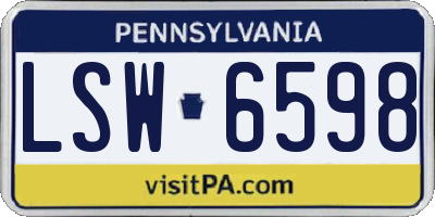 PA license plate LSW6598