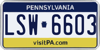 PA license plate LSW6603