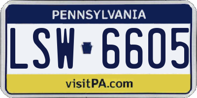 PA license plate LSW6605