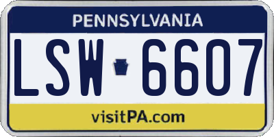 PA license plate LSW6607