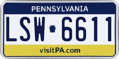 PA license plate LSW6611