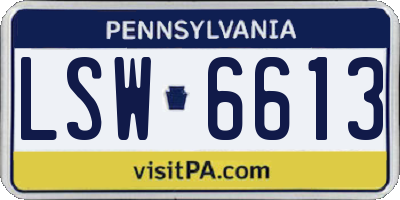 PA license plate LSW6613