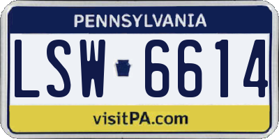 PA license plate LSW6614