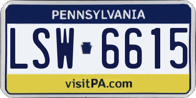 PA license plate LSW6615