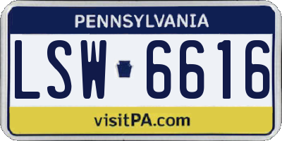 PA license plate LSW6616