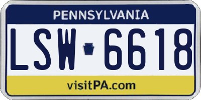 PA license plate LSW6618