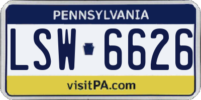 PA license plate LSW6626