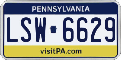 PA license plate LSW6629