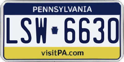 PA license plate LSW6630