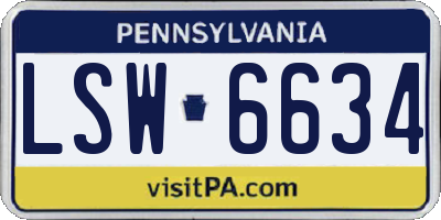 PA license plate LSW6634