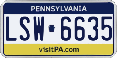 PA license plate LSW6635