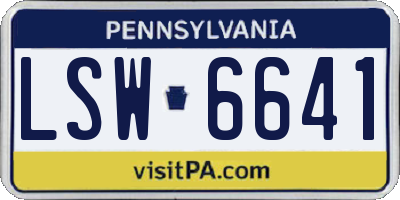 PA license plate LSW6641