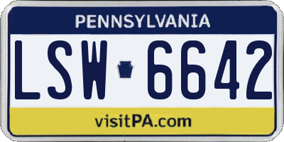 PA license plate LSW6642