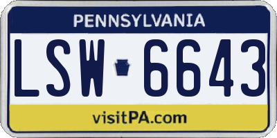 PA license plate LSW6643