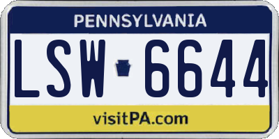 PA license plate LSW6644