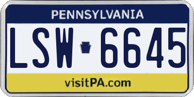 PA license plate LSW6645