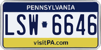 PA license plate LSW6646