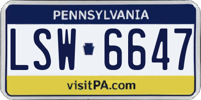 PA license plate LSW6647