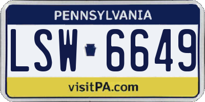 PA license plate LSW6649