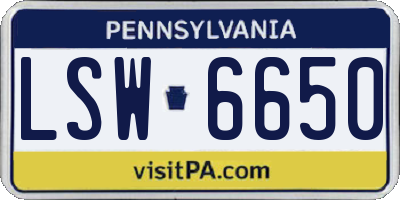 PA license plate LSW6650