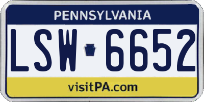 PA license plate LSW6652