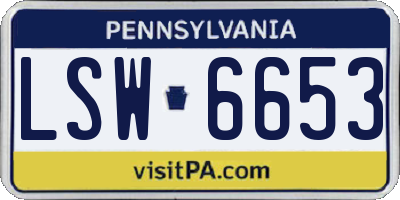 PA license plate LSW6653