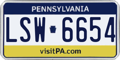 PA license plate LSW6654