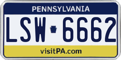 PA license plate LSW6662