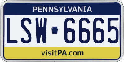 PA license plate LSW6665