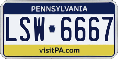 PA license plate LSW6667
