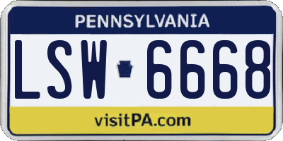 PA license plate LSW6668