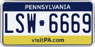 PA license plate LSW6669