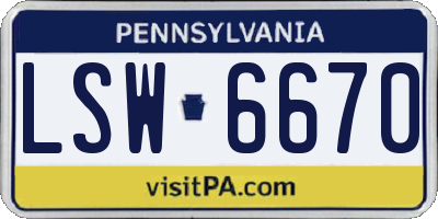 PA license plate LSW6670