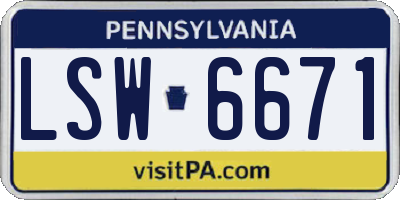 PA license plate LSW6671