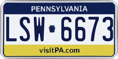 PA license plate LSW6673