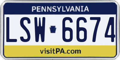 PA license plate LSW6674