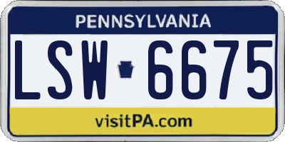 PA license plate LSW6675