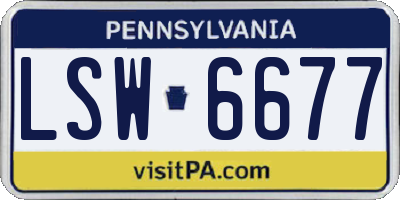PA license plate LSW6677