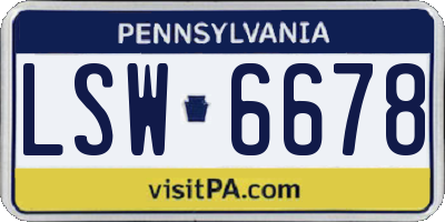 PA license plate LSW6678