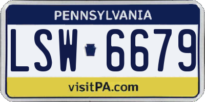 PA license plate LSW6679