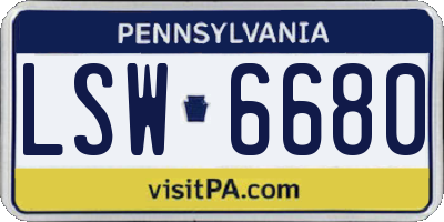 PA license plate LSW6680