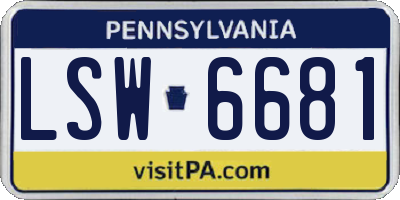 PA license plate LSW6681