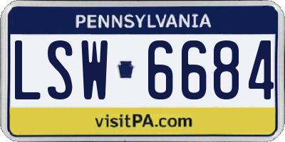 PA license plate LSW6684