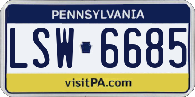 PA license plate LSW6685
