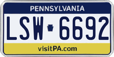 PA license plate LSW6692