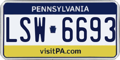 PA license plate LSW6693