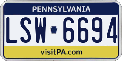 PA license plate LSW6694