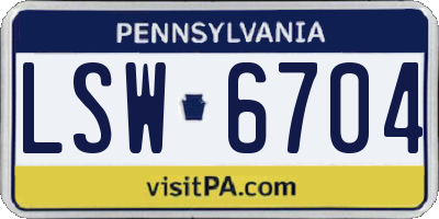 PA license plate LSW6704